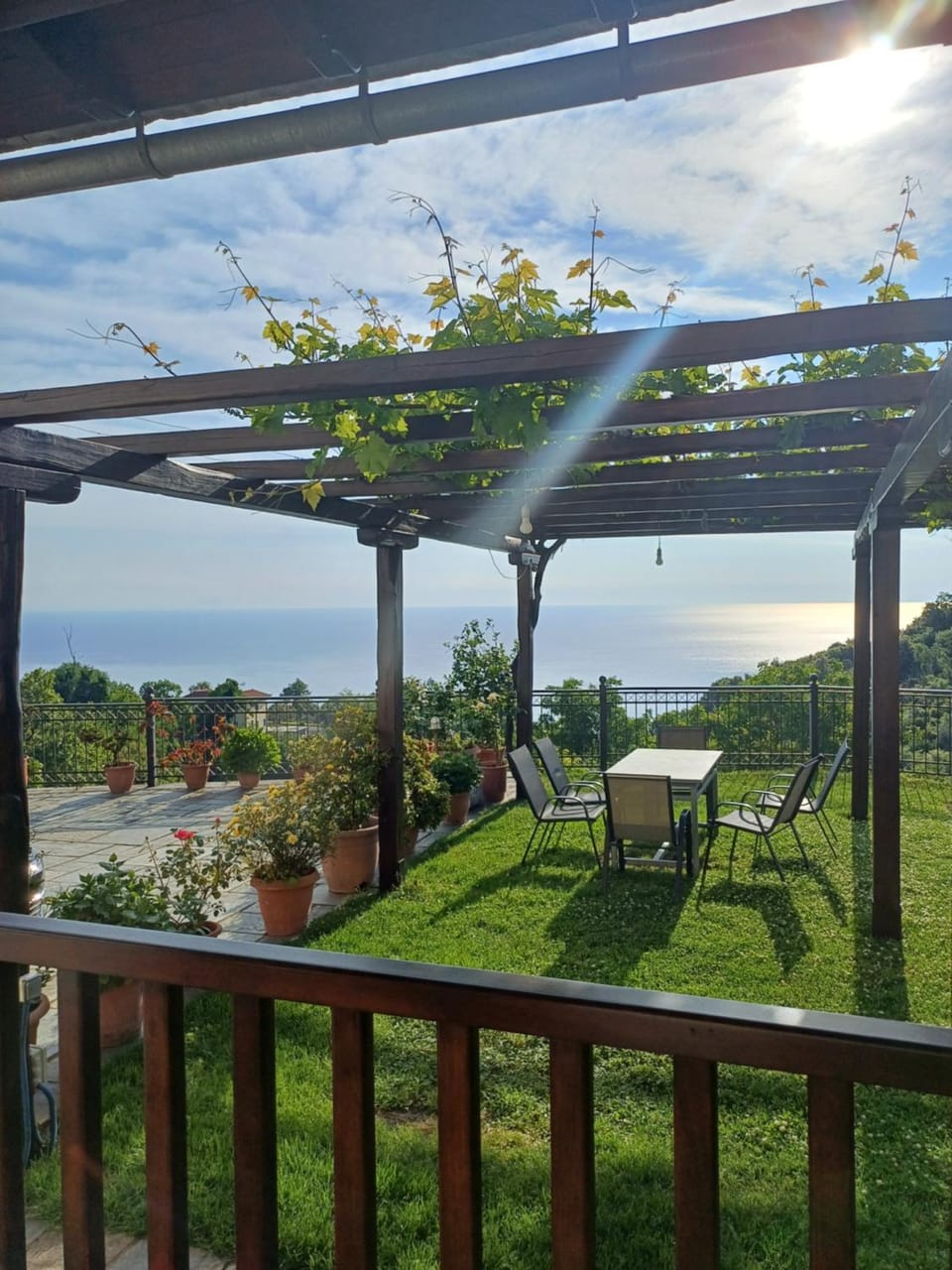 Patio, Spring, Day, Natural landscape, Garden, View (from property/room), Balcony/Terrace, Garden view, Sea view