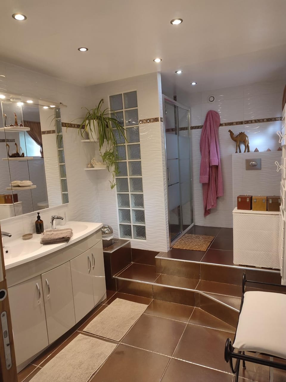 Shower, Property building, Bathroom, hair dryier, storage, towels
