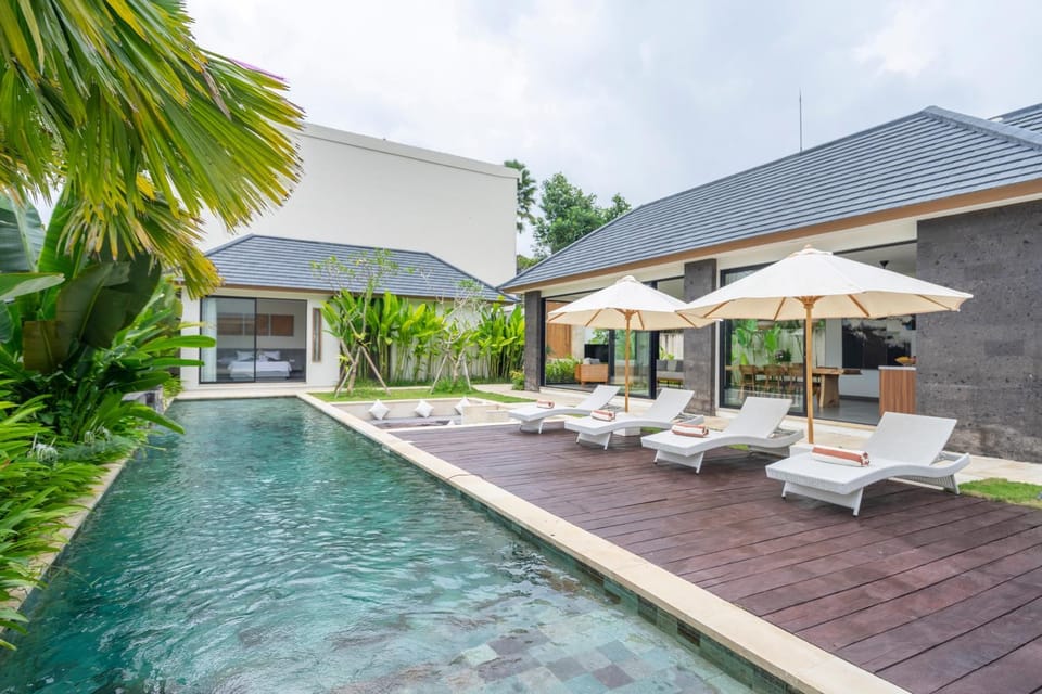 Property building, Swimming pool, sunbed