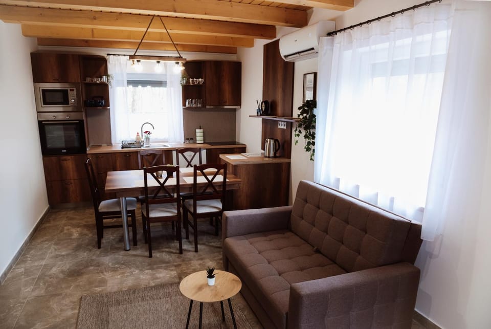 Kitchen or kitchenette, Living room, Dining area, stove