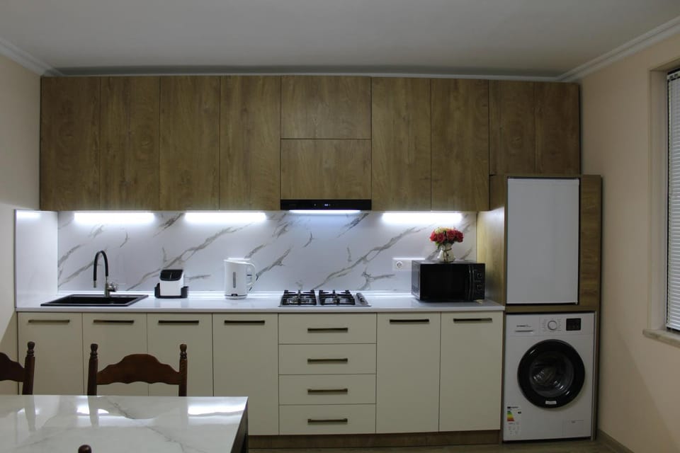 Kitchen or kitchenette, washing machine