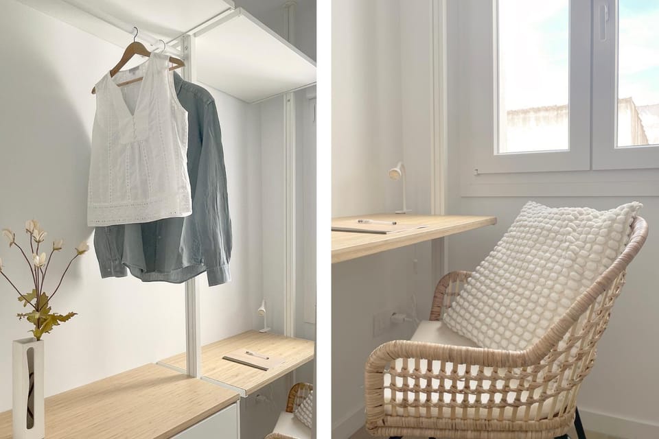 Seating area, wardrobe