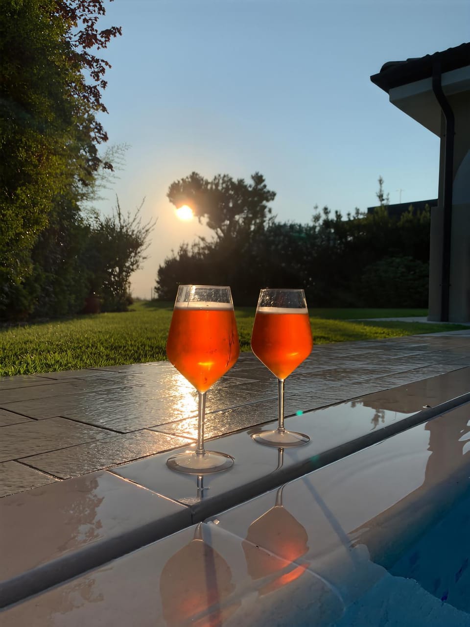 Natural landscape, Swimming pool, Sunset