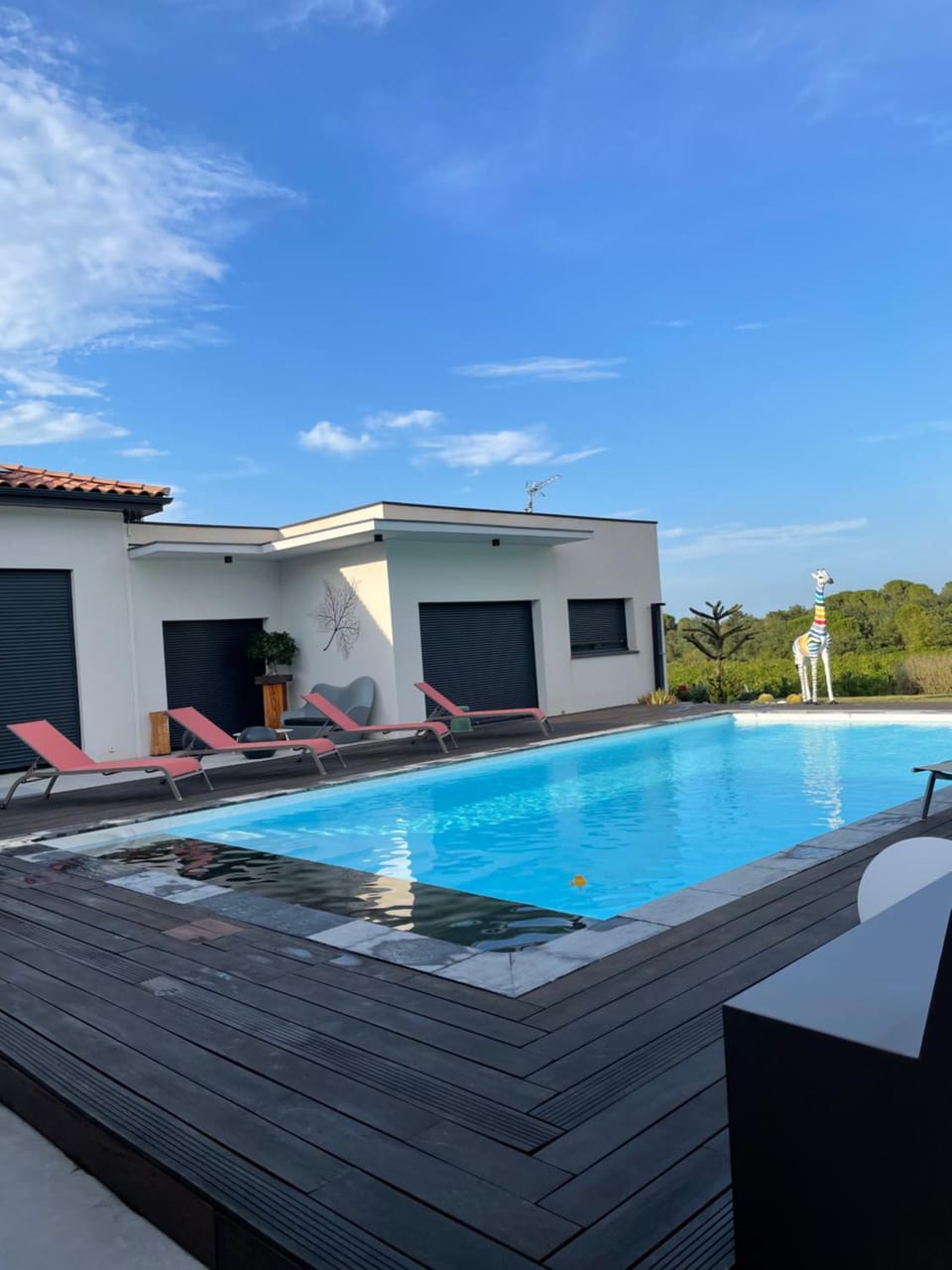 Swimming pool, sunbed
