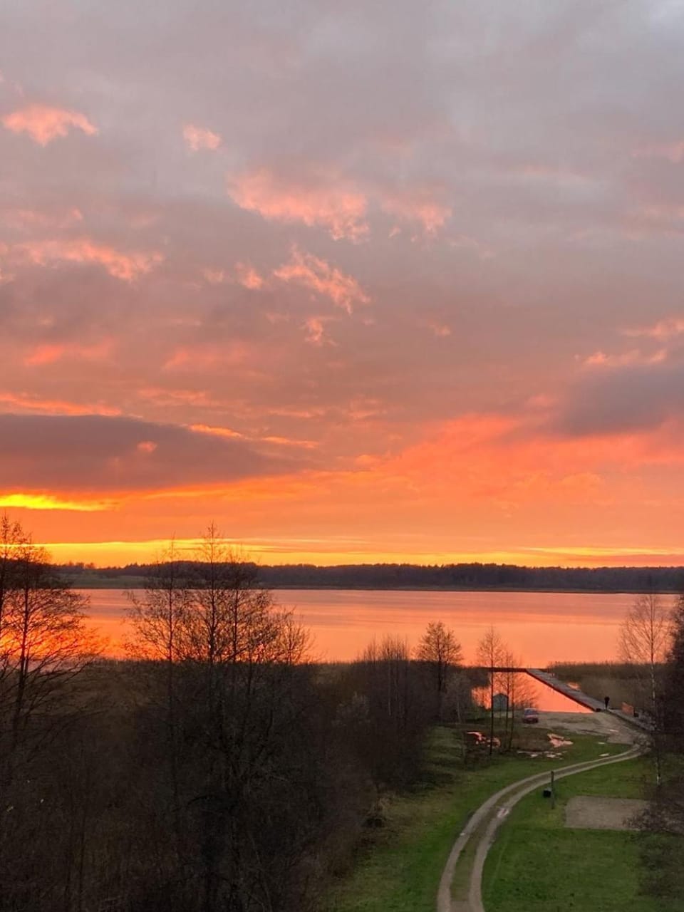 Nearby landmark, Natural landscape, Lake view, Sunset