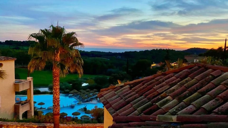 Nearby landmark, Natural landscape, Pool view, Swimming pool, Sunset