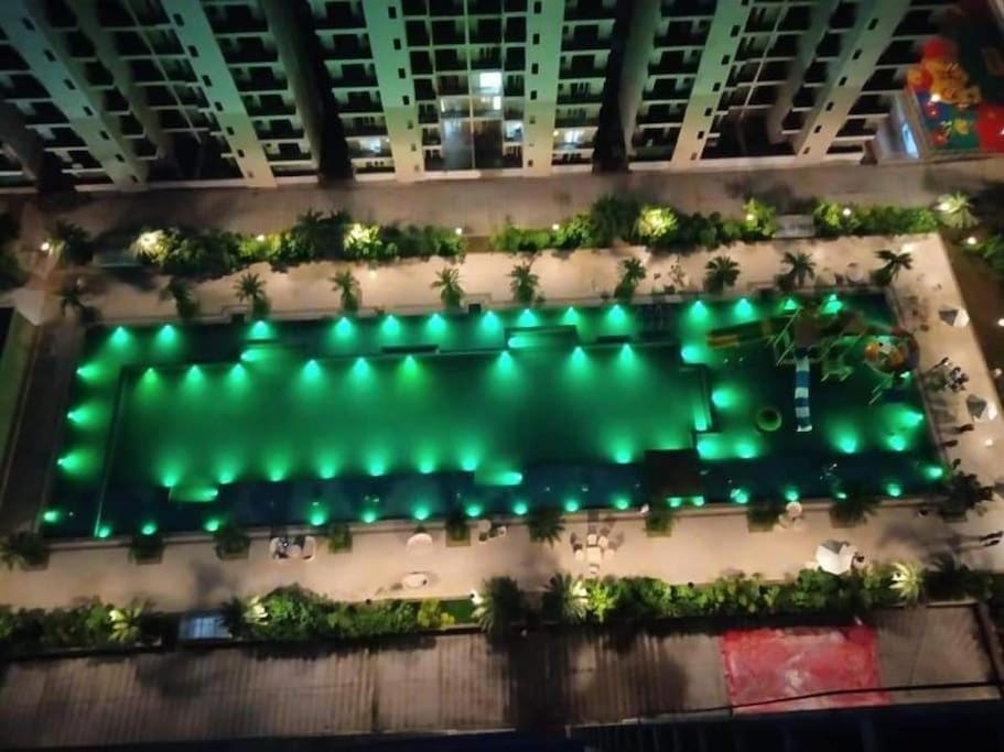 Night, Pool view, Swimming pool
