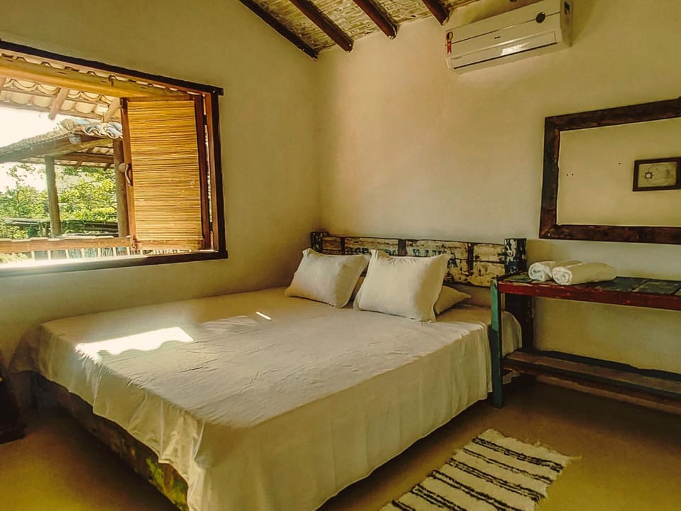 Bed, Photo of the whole room, Bedroom, towels, air conditioner