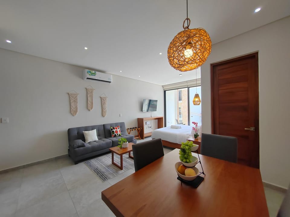 Bed, Living room, Seating area, Dining area, Bedroom
