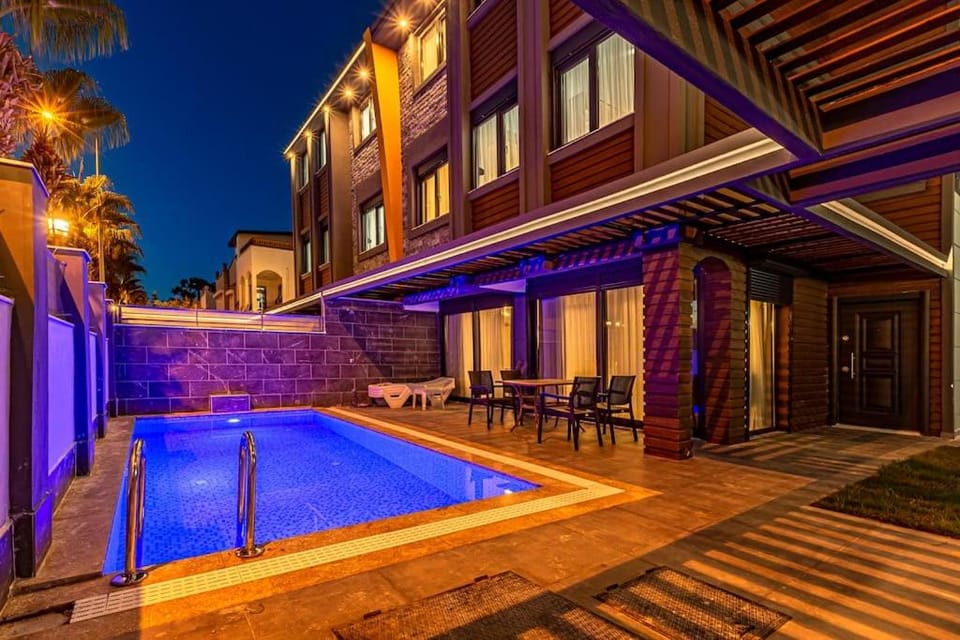 Night, Pool view, Swimming pool