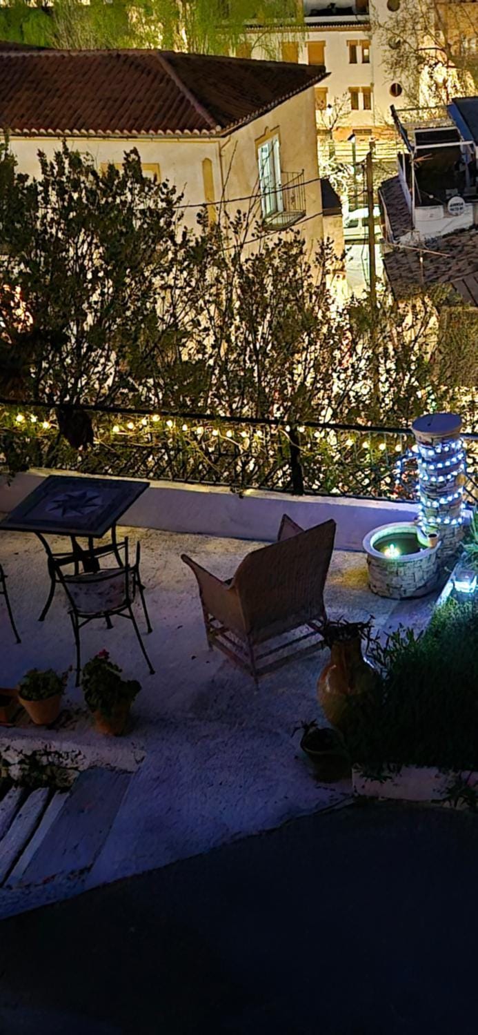 Property building, Night, Garden, View (from property/room), Balcony/Terrace, Seating area