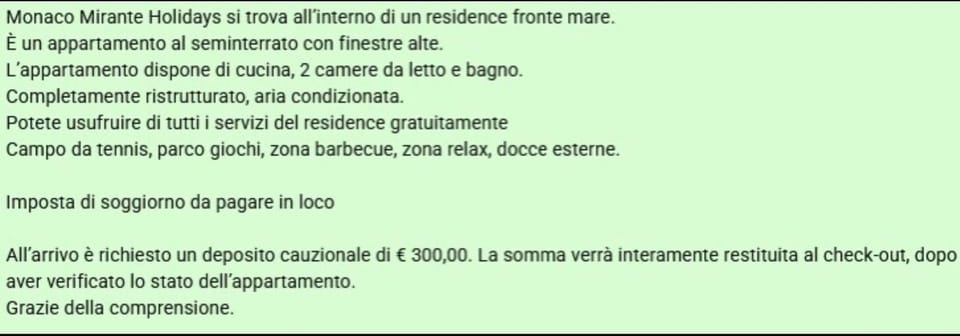 Monaco Mirante Holidays Apartment in Province of Taranto