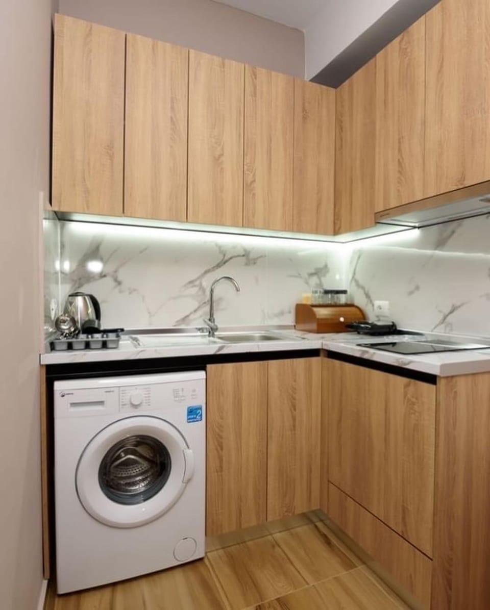 Kitchen or kitchenette, washing machine