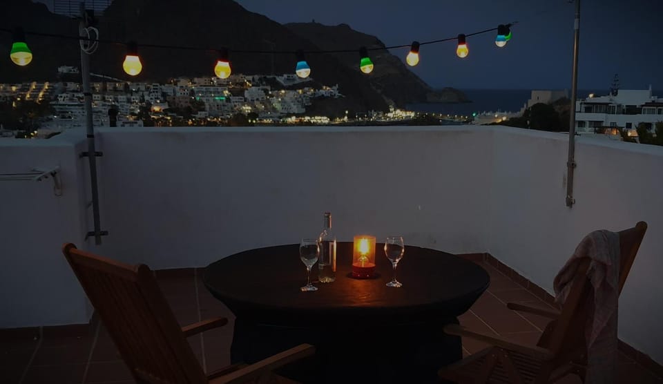 Night, Natural landscape, View (from property/room), Balcony/Terrace, Mountain view, Sea view