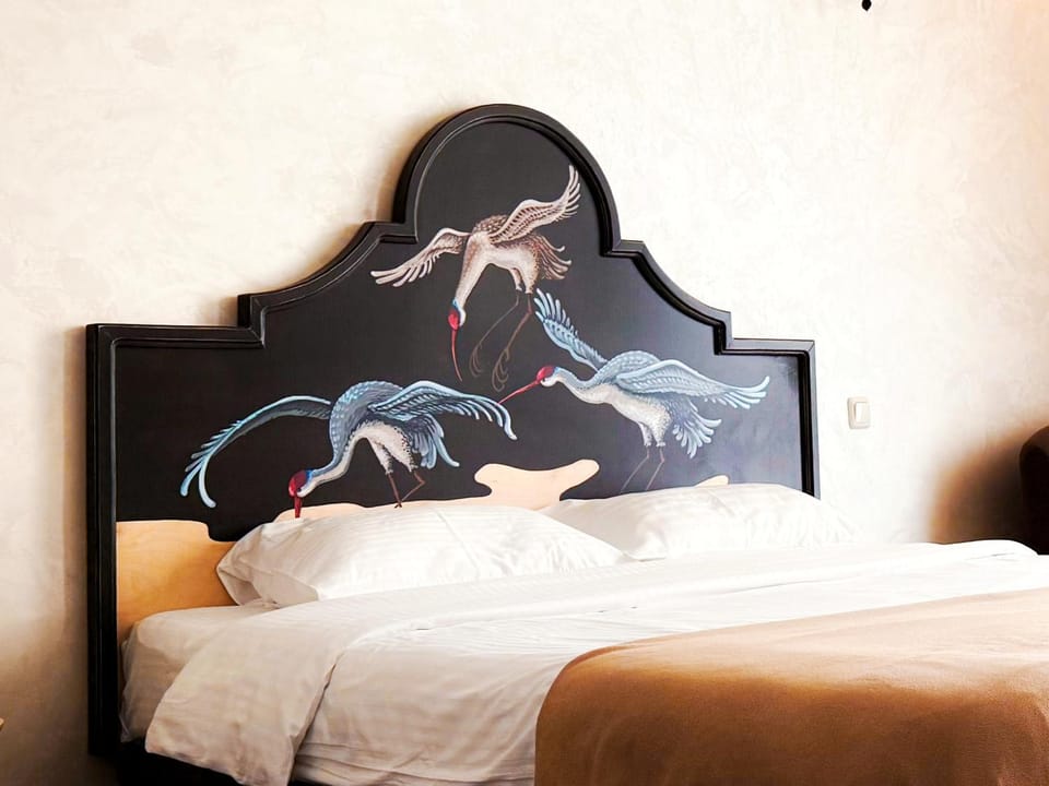 Bed, Decorative detail, Bedroom