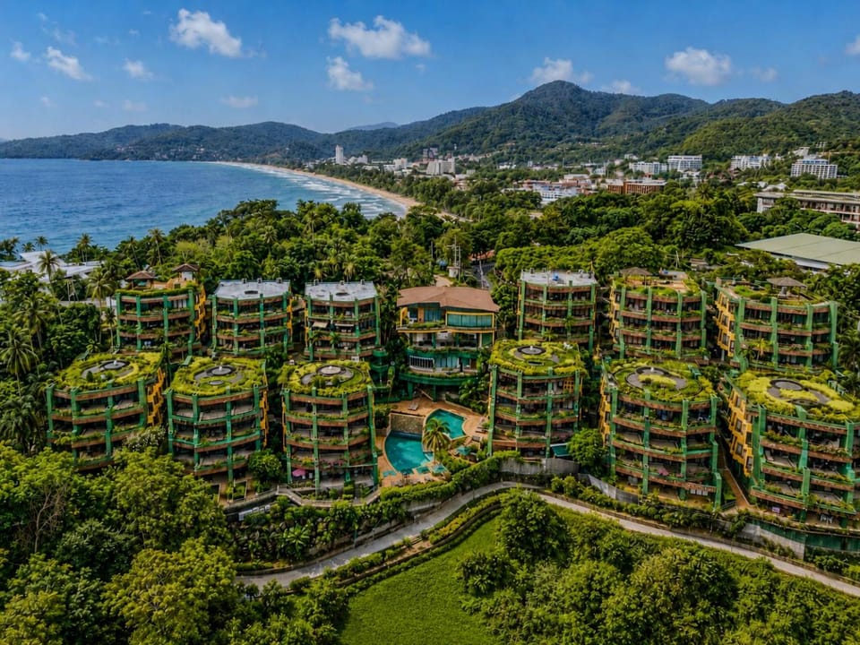 Property building, Natural landscape, Bird's eye view, Mountain view, Sea view