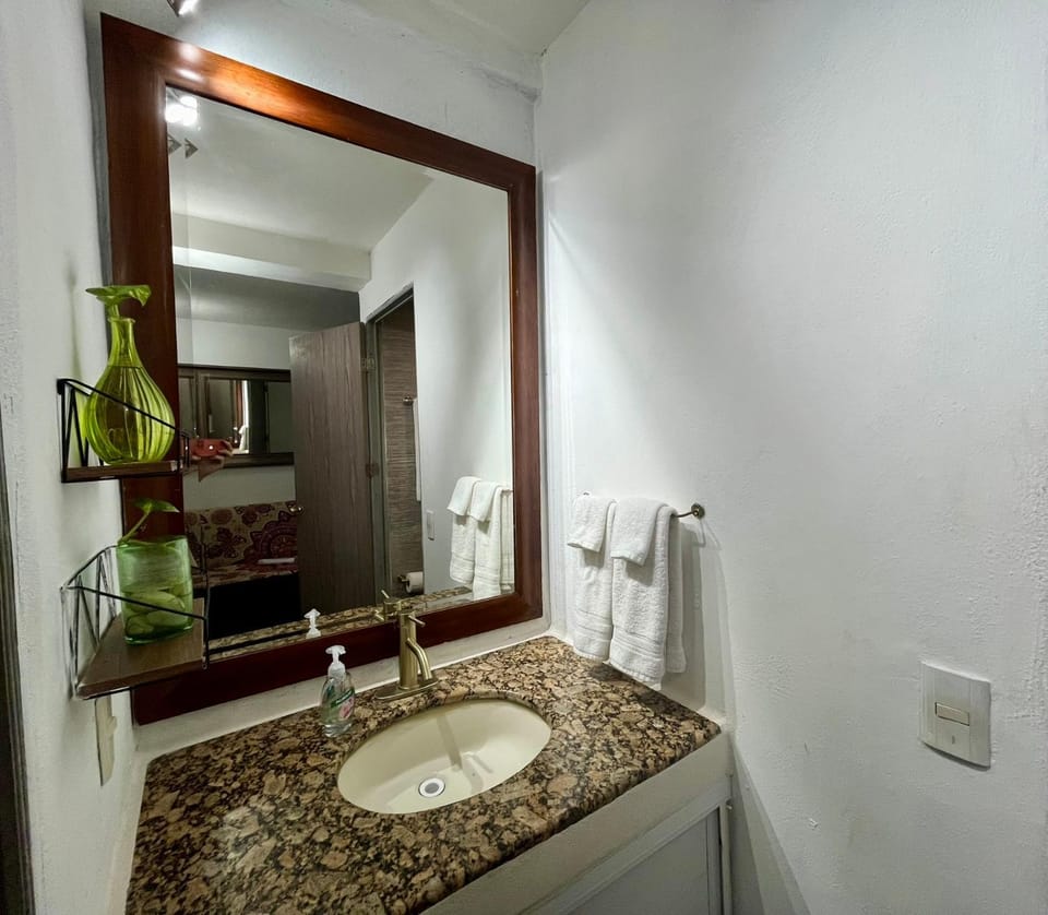 Bathroom, hair dryier, towels