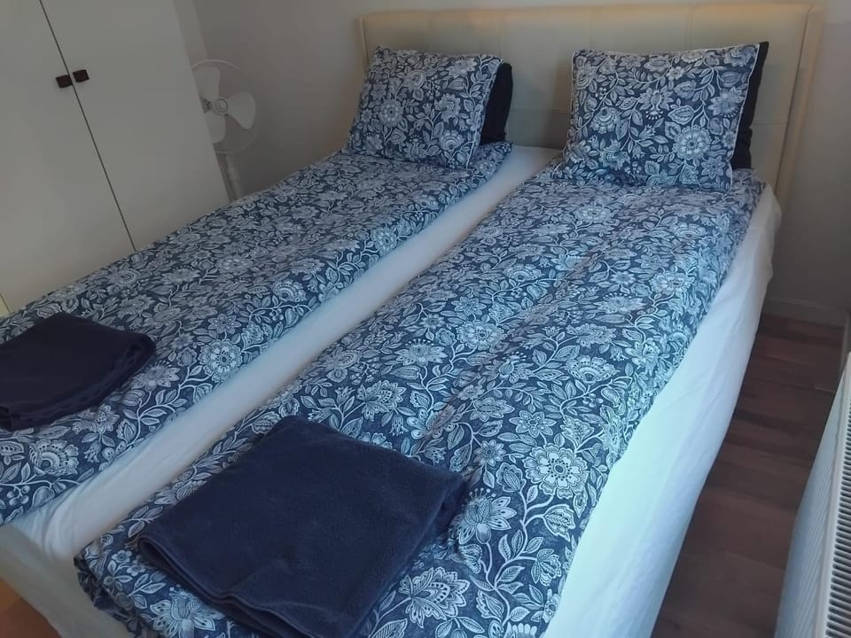 Bed, wardrobe
