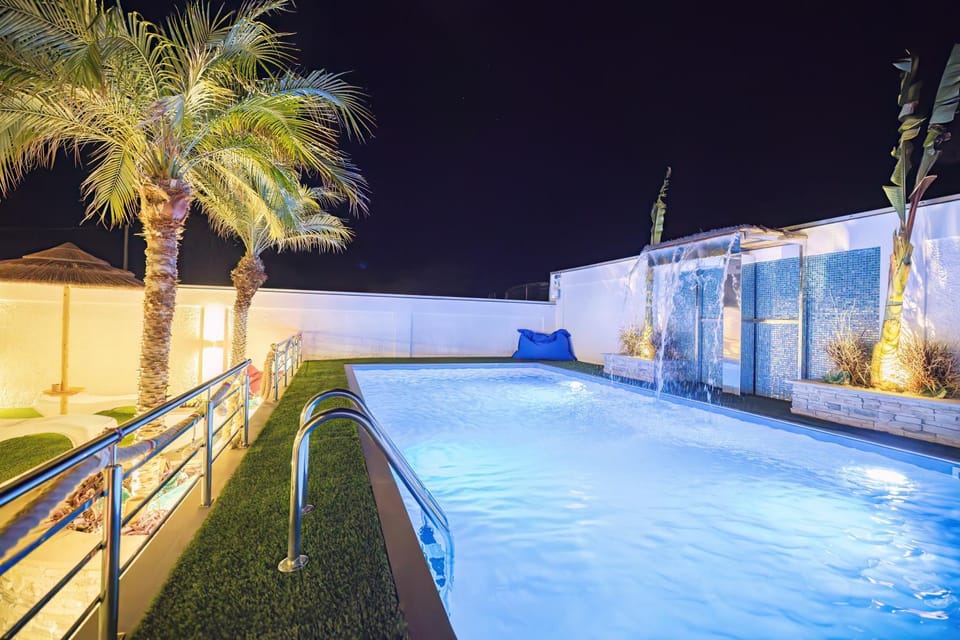 Night, Pool view, Swimming pool