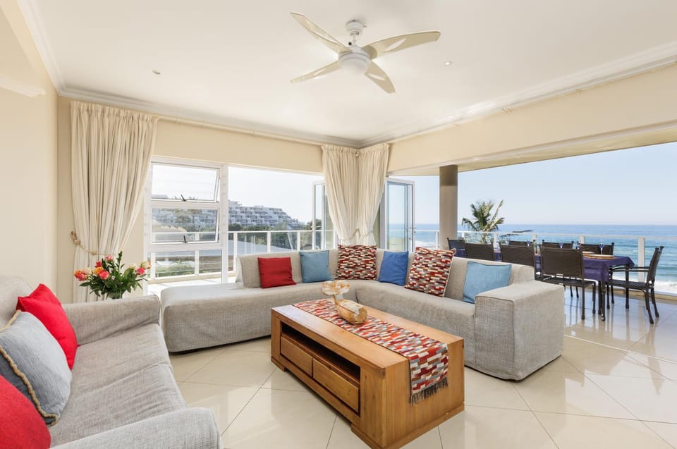 View (from property/room), Balcony/Terrace, Living room, Seating area, Sea view, fireplace