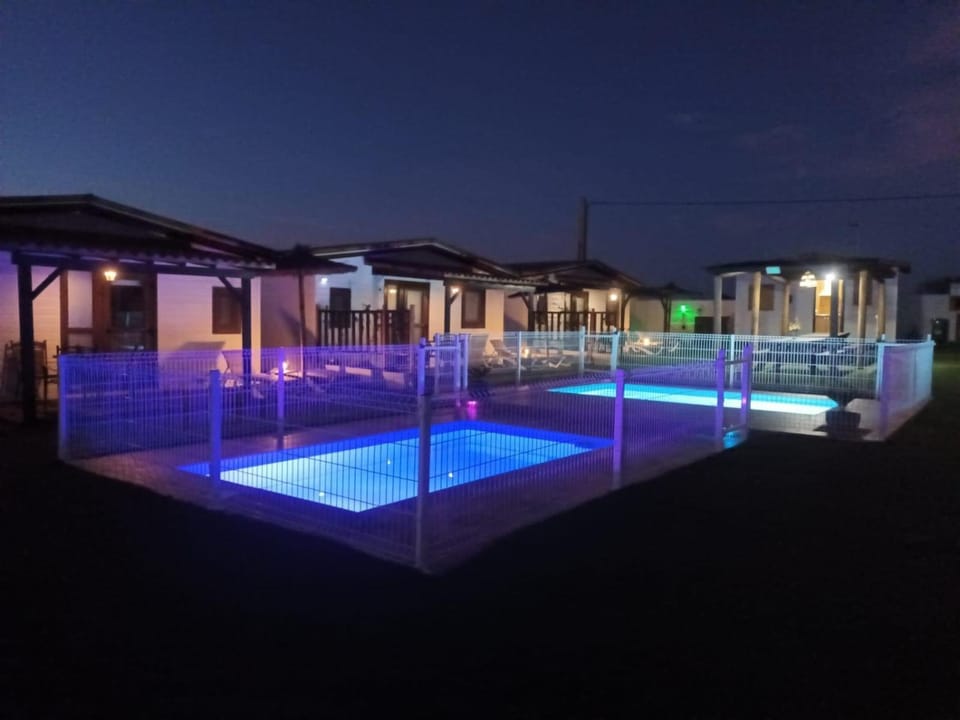Night, Pool view, Swimming pool