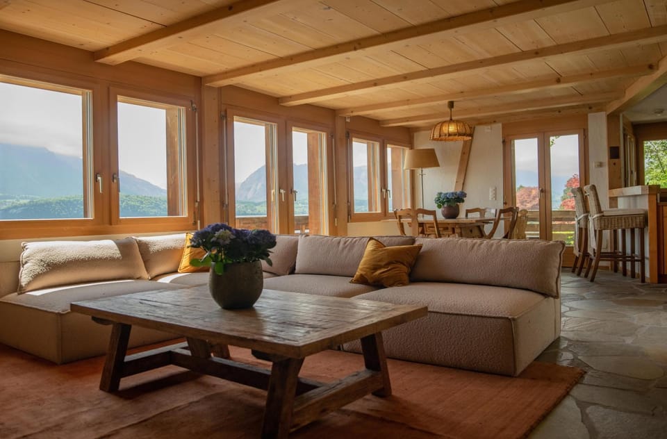 Natural landscape, Living room, Seating area, Mountain view