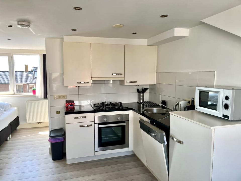 Kitchen or kitchenette, dishwasher, oven, stove, toaster