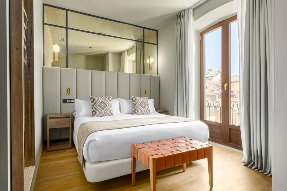 Bed, Bedroom, City view