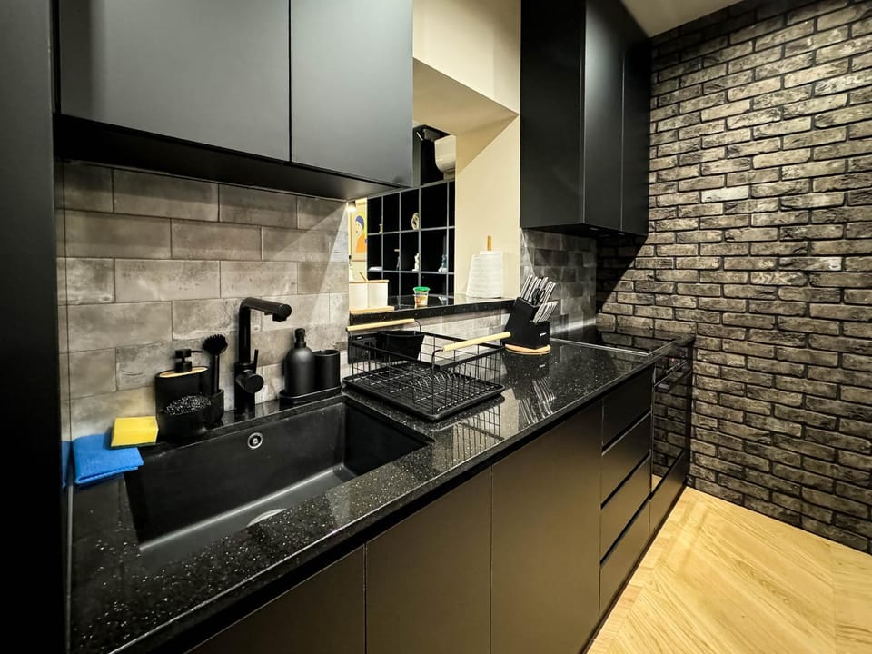 Kitchen or kitchenette, stove