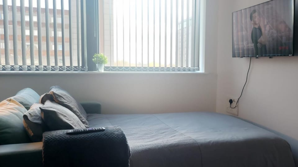 Bed, TV and multimedia, Living room, Seating area
