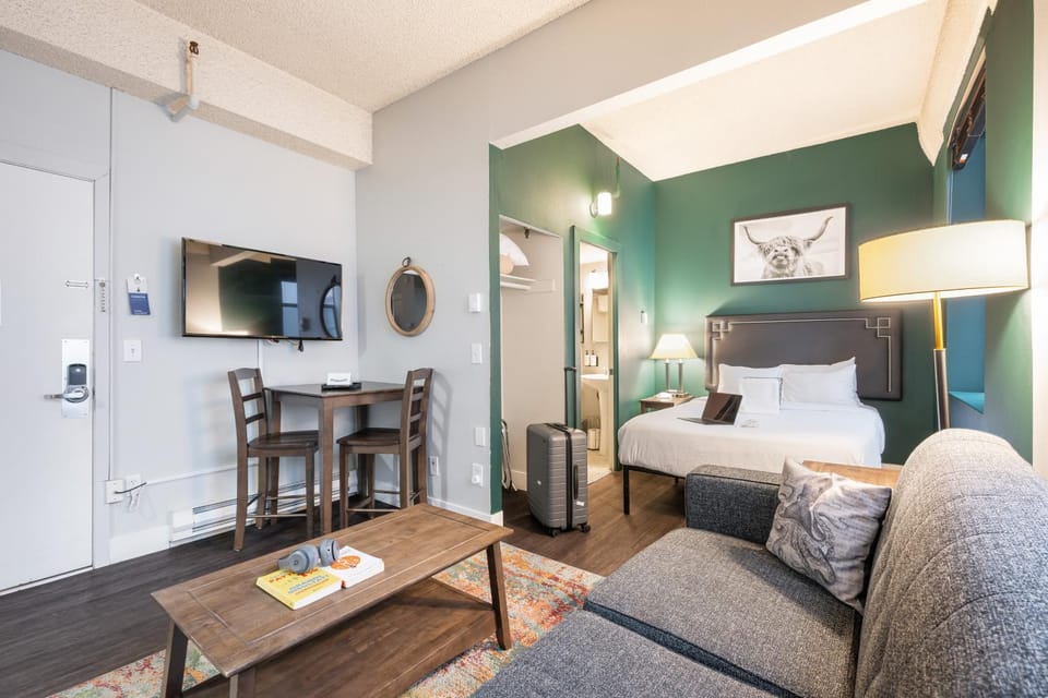 Bed, TV and multimedia, Living room, Photo of the whole room, Seating area, Evening entertainment, Bedroom, hair dresser, air conditioner