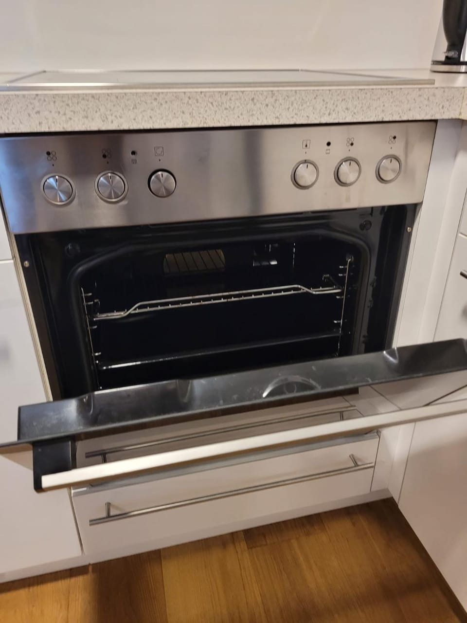 Kitchen or kitchenette, stove