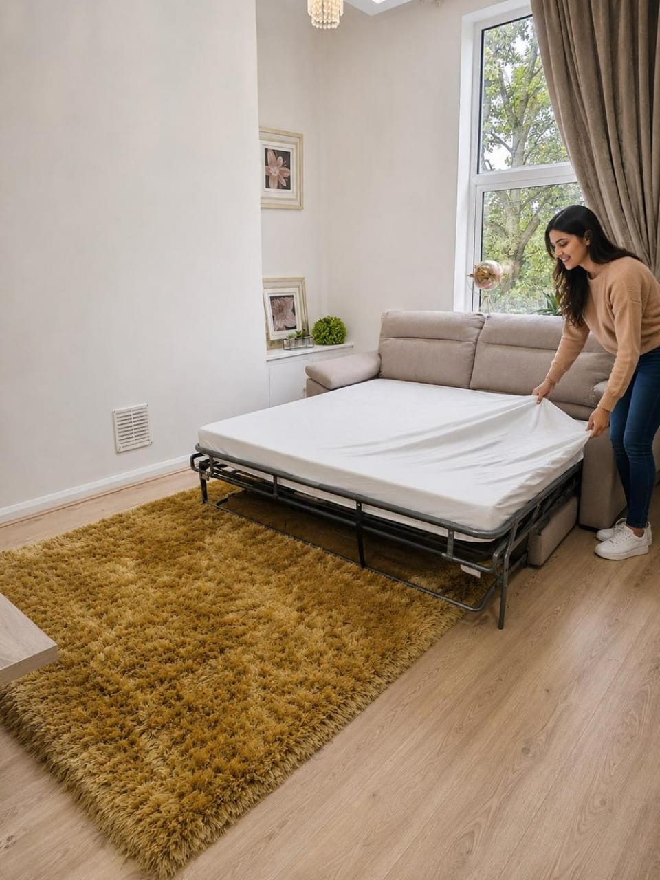 Bed, People, Living room