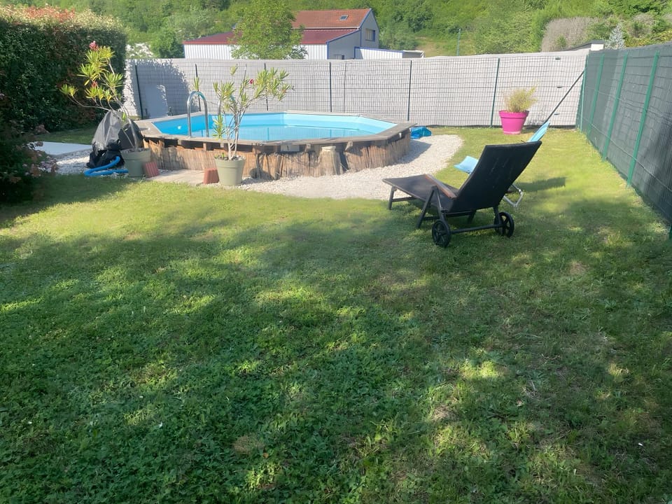 Property building, Living room, Swimming pool