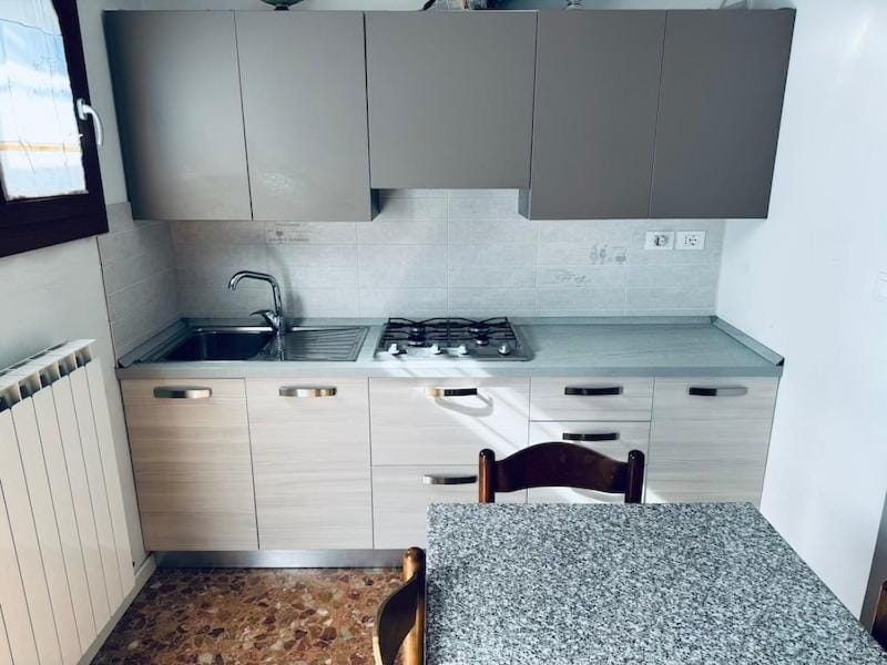 Kitchen or kitchenette, stove