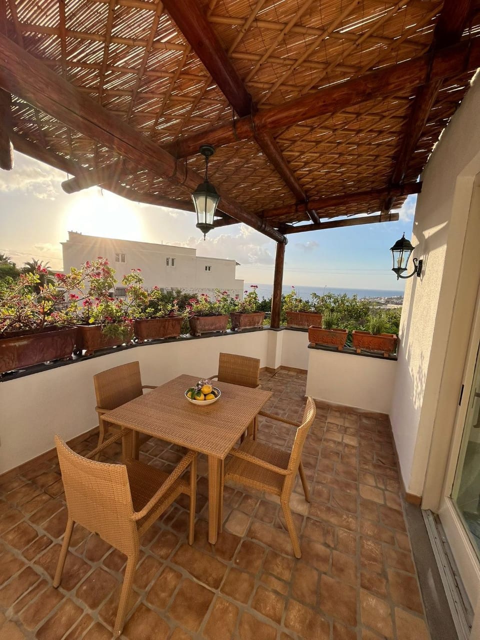 Property building, Patio, Day, Natural landscape, Bird's eye view, View (from property/room), Balcony/Terrace, Balcony/Terrace, Living room, Seating area, Dining area, City view, Sea view, Sea view, Sunset