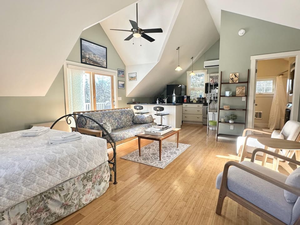 Bed, Kitchen or kitchenette, Living room