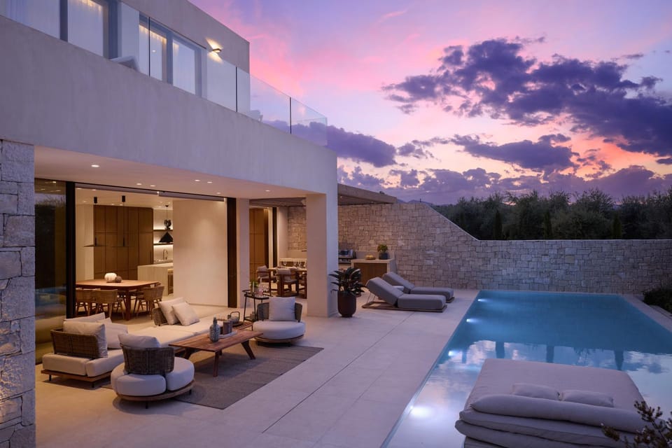 Property building, Patio, Natural landscape, View (from property/room), Balcony/Terrace, Living room, Seating area, Pool view, Swimming pool, sunbed