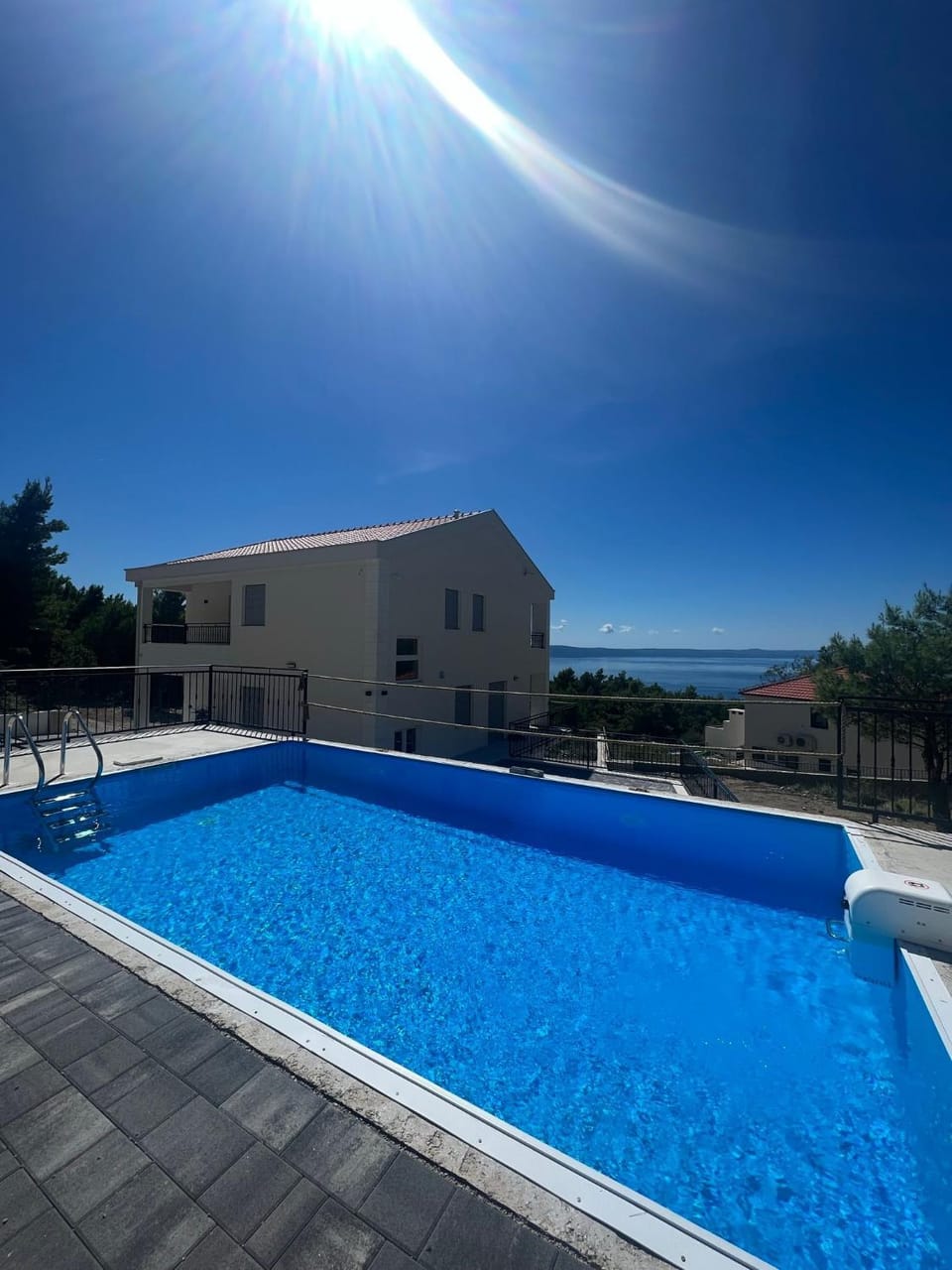 Property building, Natural landscape, Pool view, Sea view, Swimming pool