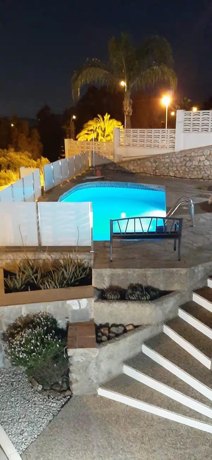 Night, Pool view, Swimming pool
