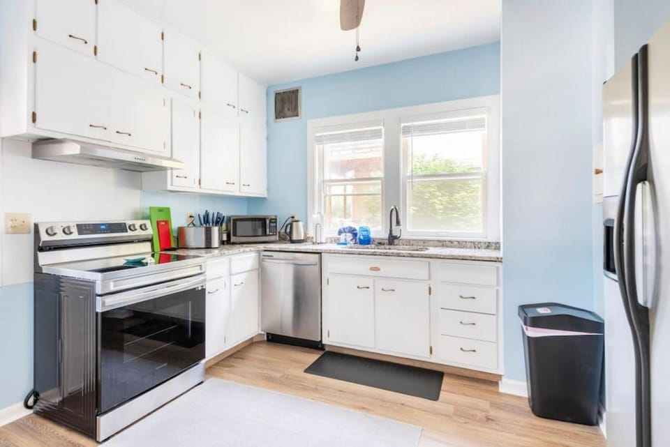 Kitchen or kitchenette, dishwasher, oven, stove, toaster