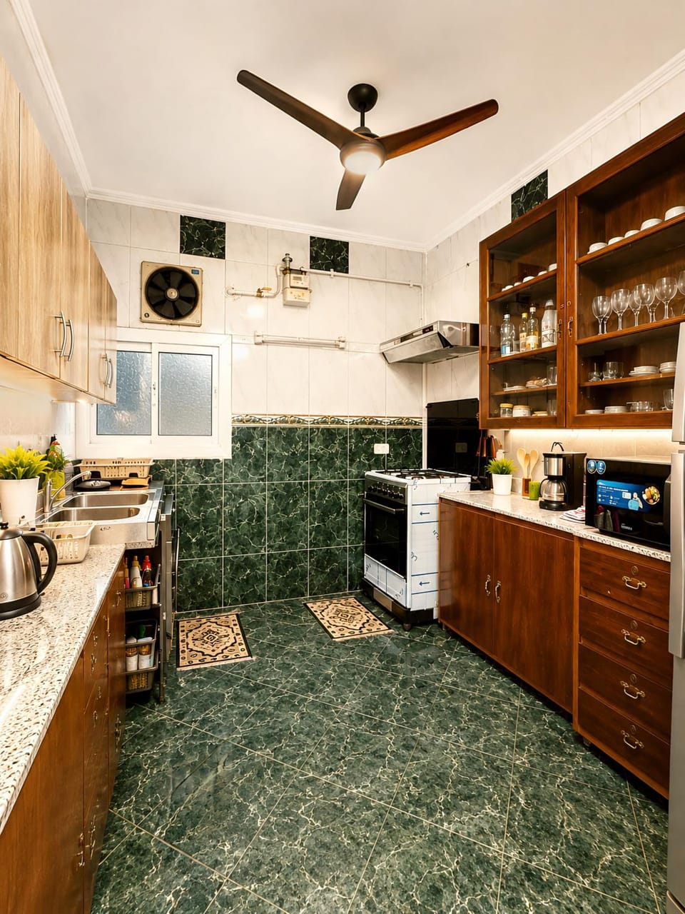 Kitchen or kitchenette, oven, stove