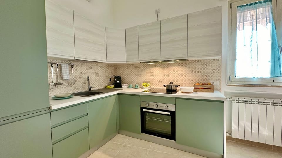 Kitchen or kitchenette, stove