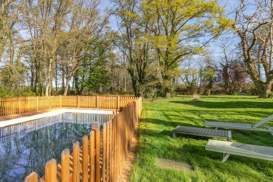 Spring, Day, Natural landscape, Garden, Garden view, Pool view, Swimming pool, sunbed