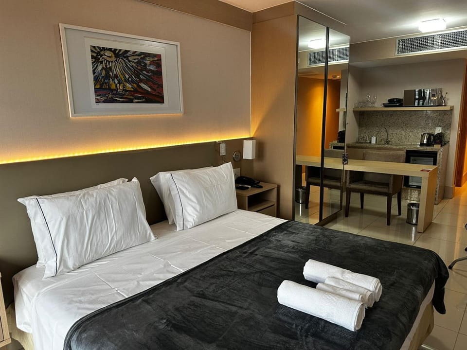 Bed, towels, towels