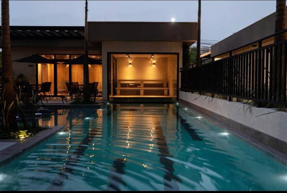 Night, Pool view, Swimming pool
