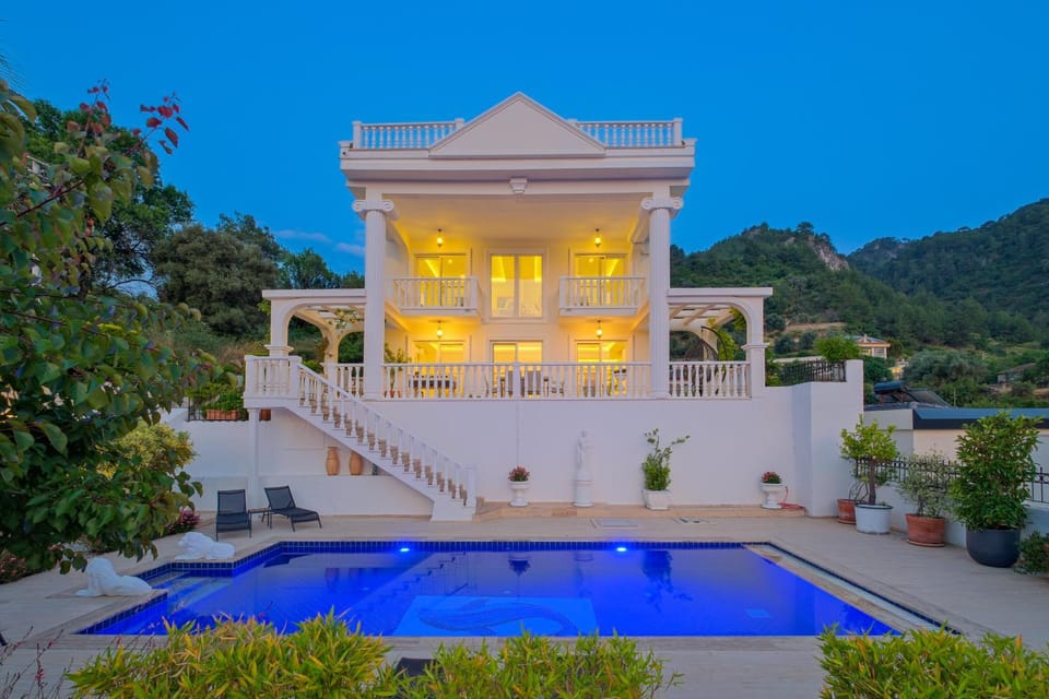 Property building, Night, Garden, Mountain view, Pool view, Swimming pool