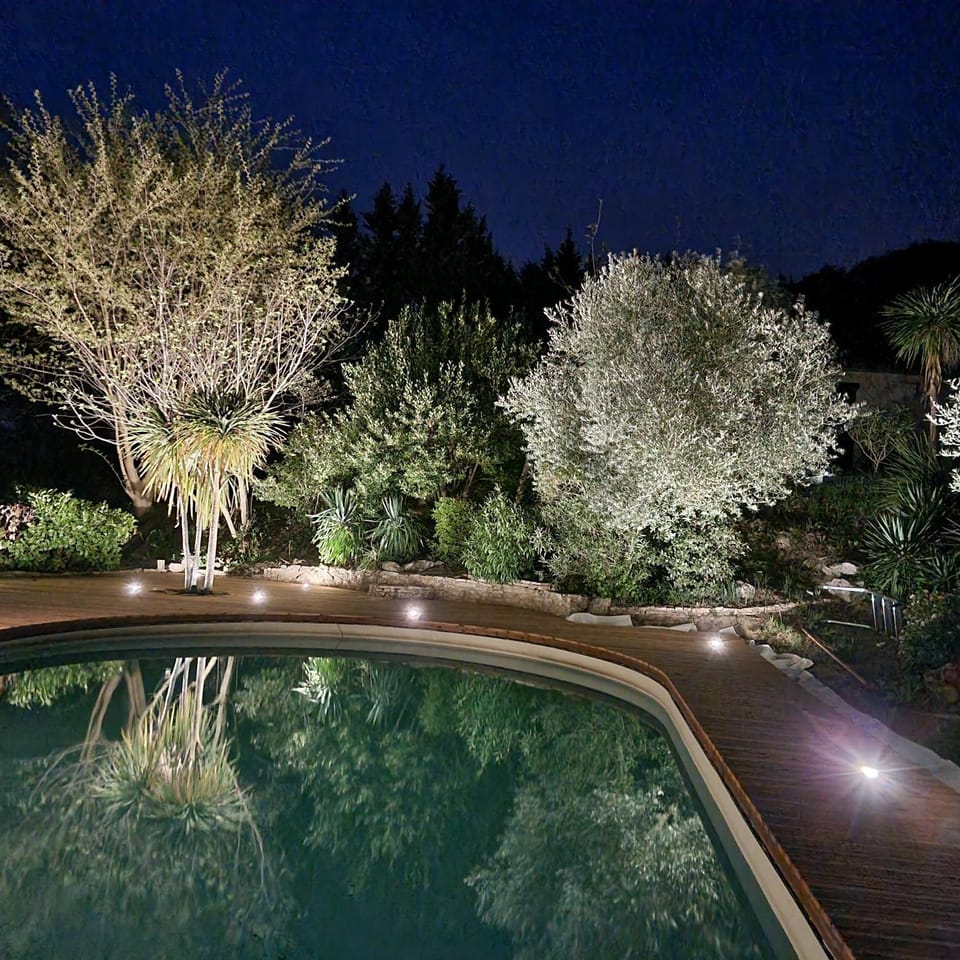 Spring, Night, Garden, Garden view, Pool view, Swimming pool