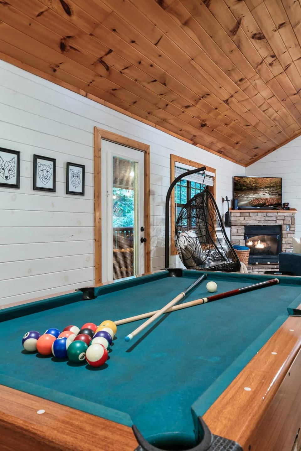 Natural landscape, Billiard, Game Room, Balcony/Terrace, fireplace