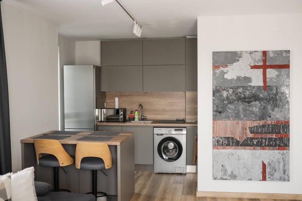Kitchen or kitchenette, dishwasher, washing machine